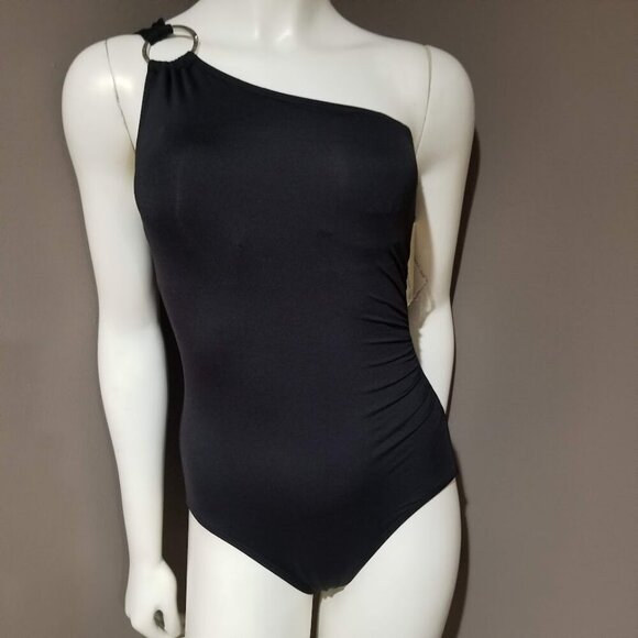 Michael Kors Embellished One-Shoulder Underwire One-Piece Swimsuit - Picture 2 of 11